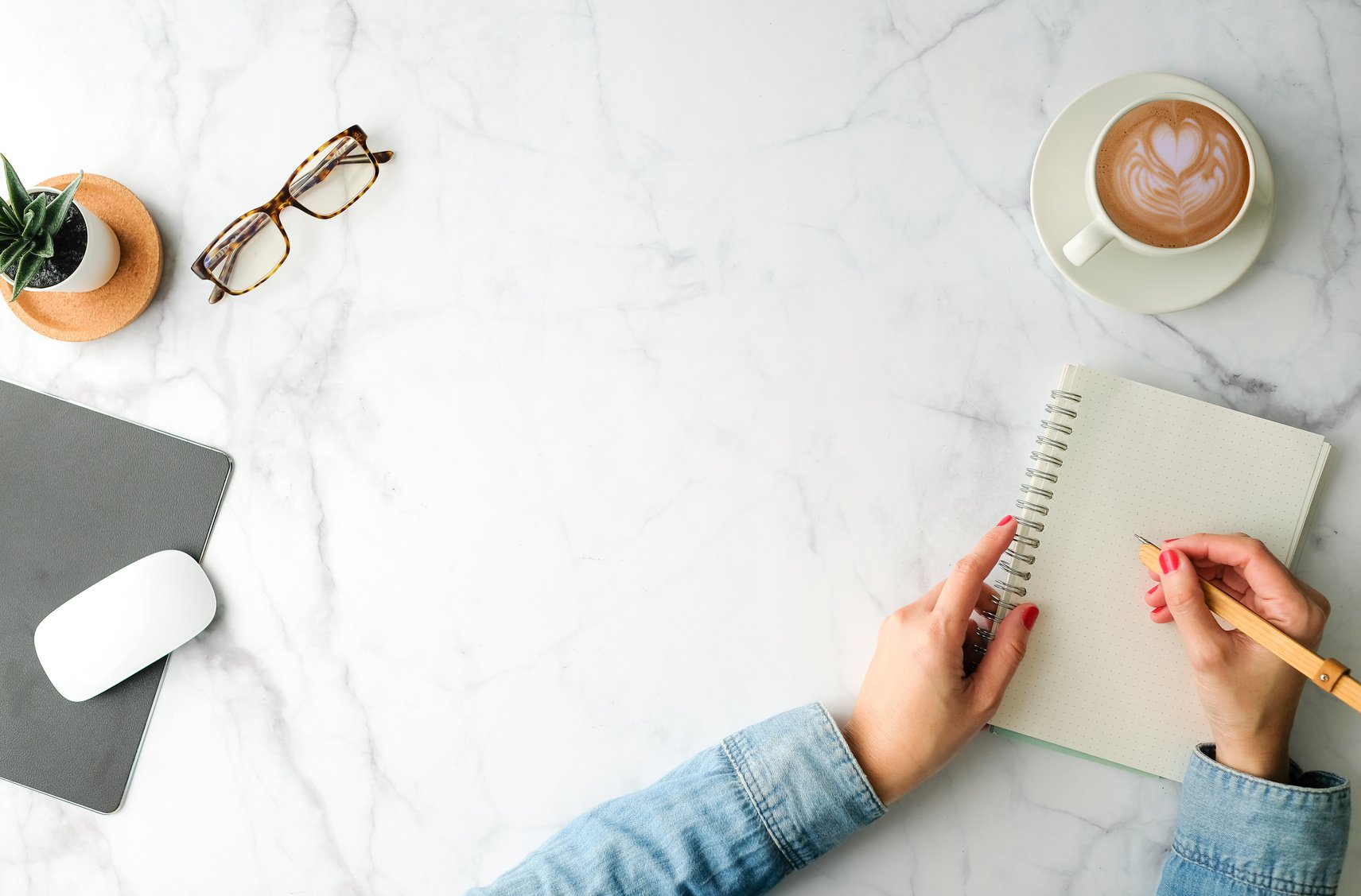 Woman Minimalist Workspace 